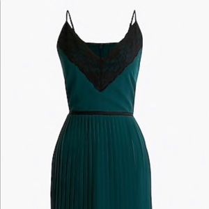 JCrew Collection spaghetti strap pleat midi dress